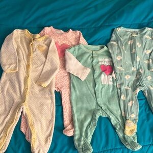 Carter's Green and Pink Footies One Piece Collection
